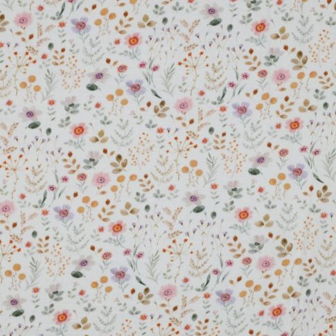 Tissu Popeline de Coton Gabriela sur fond Blanc
