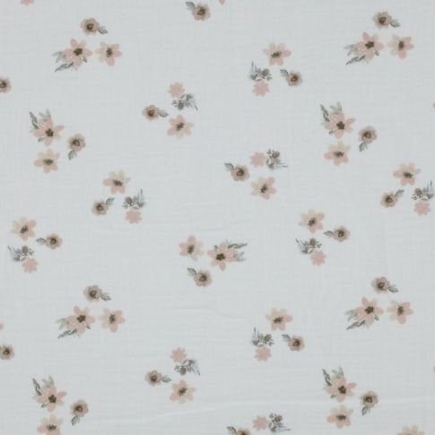 Tissu Double gaze Erica sur fond Blanc