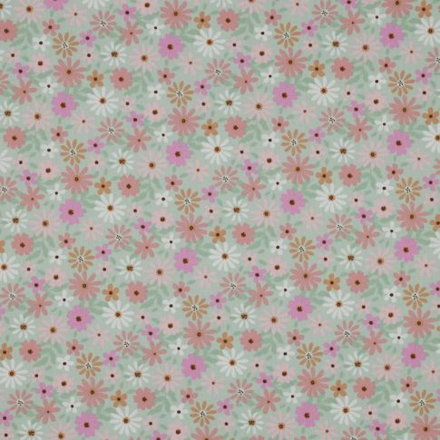 Tissu Coton enduit Camila sur fond Vert menthe