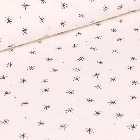 Tissu Coton lavé Louise Etoiles noires sur fond Blanc cassé