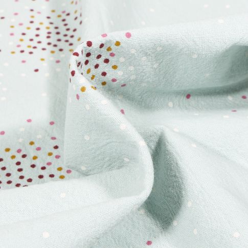 Tissu Coton lavé Mini confettis sur fond Vert menthe clair