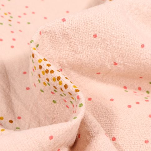 Tissu Coton lavé Mini confettis sur fond Beige