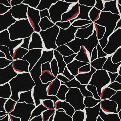 Tissu Viscose extensible Bárbara sur fond Noir