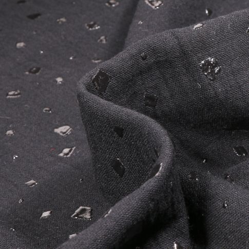 Tissu Double gaze Losanges destructurés sur fond Noir