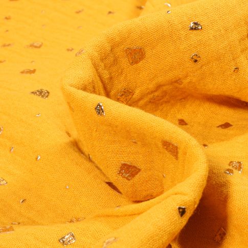 Tissu Double gaze Losanges destructurés sur fond Jaune