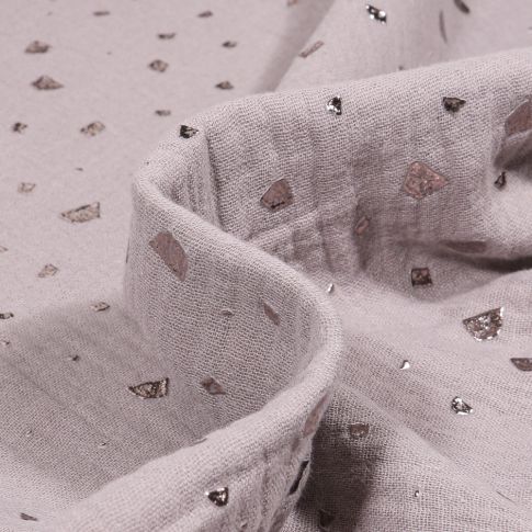 Tissu Double gaze Losanges destructurés sur fond Gris clair