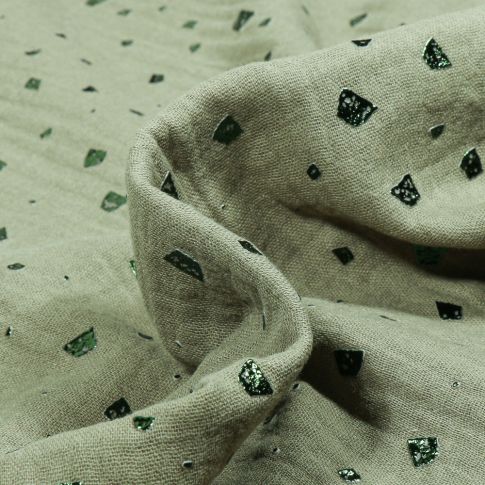 Tissu Double gaze Losanges destructurés vert sapin sur fond Vert