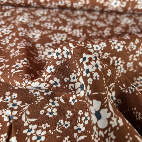 Tissu Viscose Hio sur fond Terre de Sienne