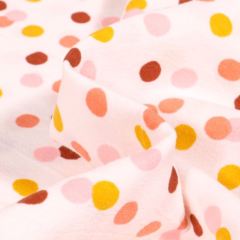 Tissu Coton lavé Confettis colorés sur fond Blanc cassé