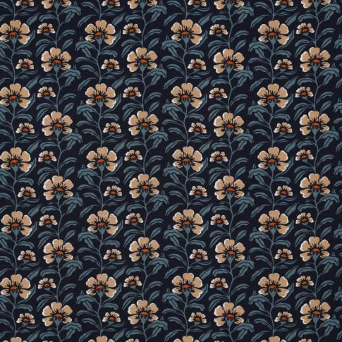 Tissu Viscose imprimé Amada sur fond Bleu marine