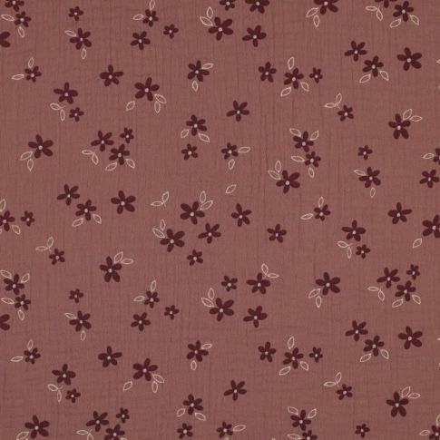 Tissu Double gaze Maiween sur fond Vieux rose
