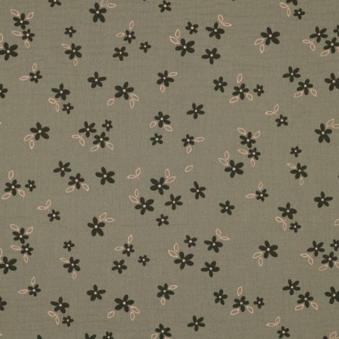 Tissu Double gaze Maiween sur fond Vert kaki