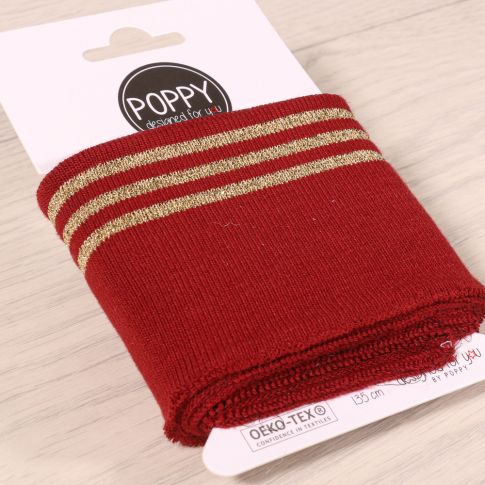 Bande Bord-côte Poppy rayures Lurex Rouge