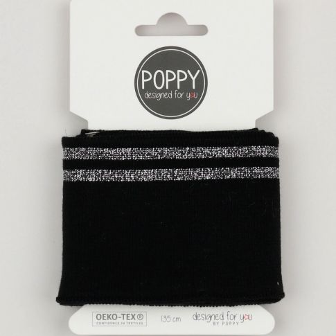 Bande Bord-côte Poppy brillant argent  Noir