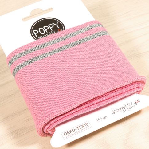 Bande Bord-côte Poppy brillant argent Rose
