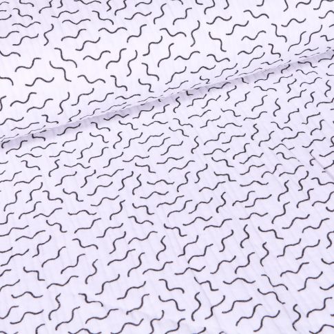 Tissu Double gaze Formes abstraites sur fond Blanc