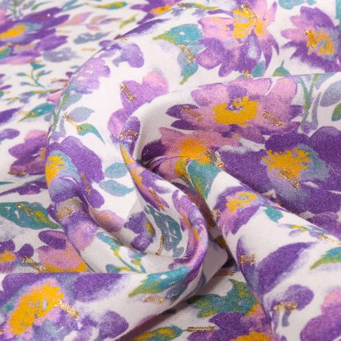 Tissu Viscose lurex Lisiana sur fond Blanc cassé