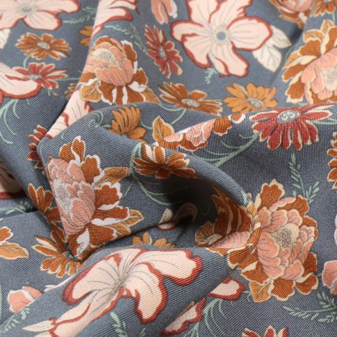 Tissu Viscose Twill extensible Pivia sur fond Gris