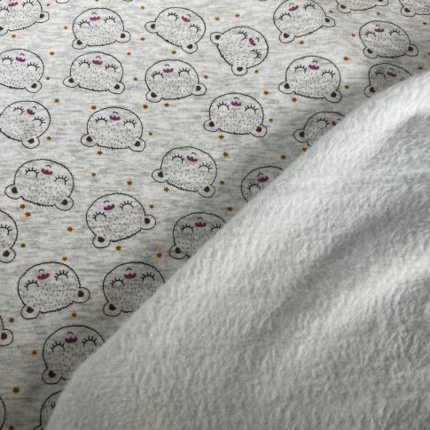Tissu Sweat envers minky Tutu sur fond Gris clair
