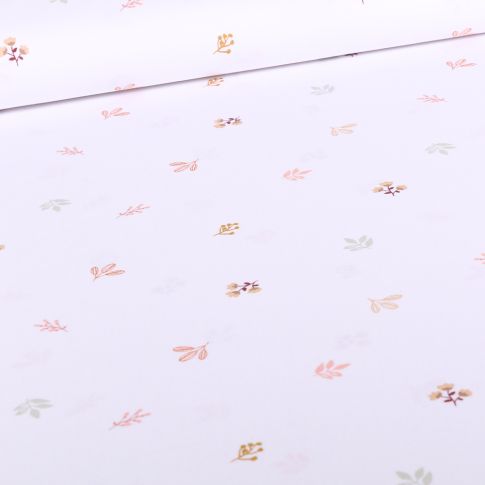 Tissu Coton imprimé Bio LittleBird Mini Fleurs sur fond Blanc