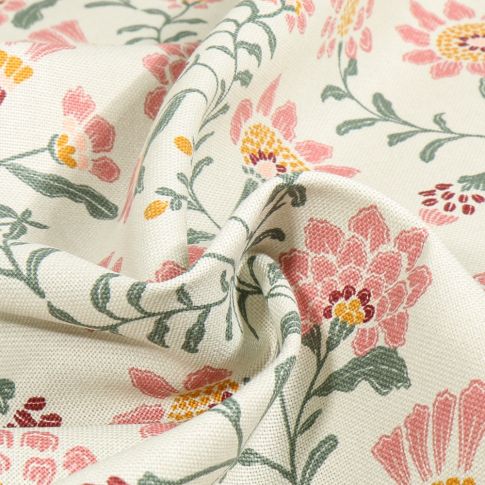 Tissu Toile de Coton Maud sur fond Vert menthe clair