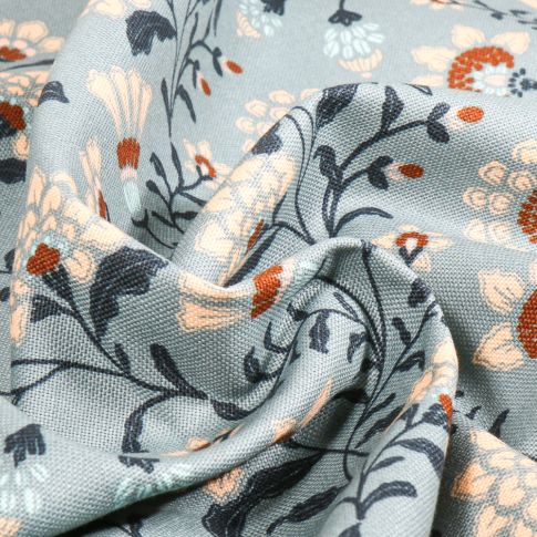 Tissu Toile de Coton Maud sur fond Bleu ciel