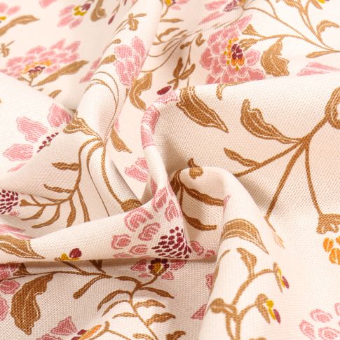 Tissu Toile de Coton Maud sur fond Ecru