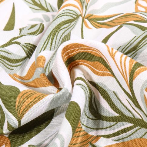 Tissu Toile de Coton Amalfi vert sur fond Blanc