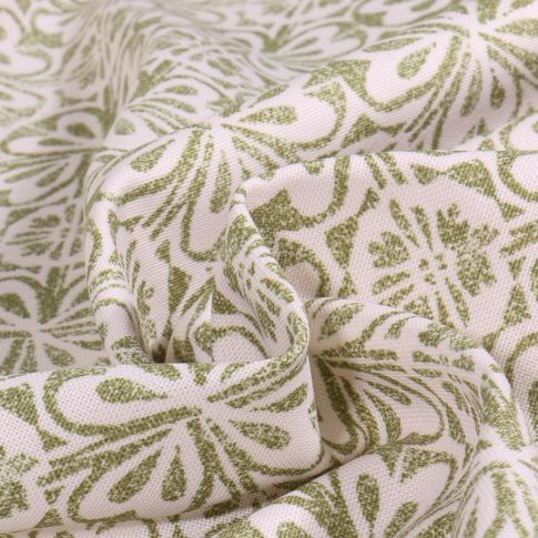 Tissu Toile de Coton Héra vert sur fond Blanc