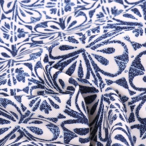 Tissu Toile de Coton Héra bleu sur fond Blanc
