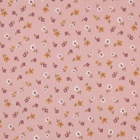 Tissu Coton enduit Mélia sur fond Rose