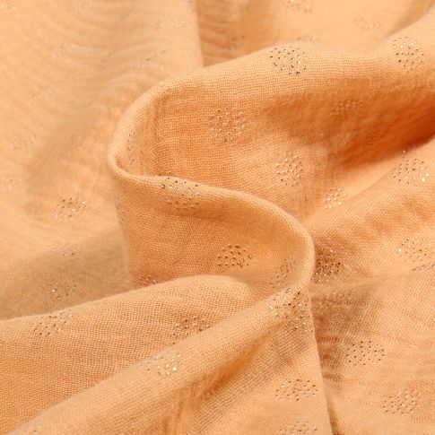 Tissu Double gaze Pointipois dorés sur fond Cassonade