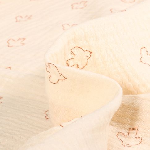 Tissu Double gaze Colomba sur fond Ecru