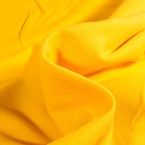 Tissu Jersey Coton envers molletonné uni Bio Jaune vif