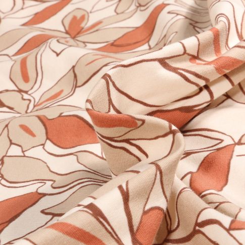Tissu Jersey Coton Anissa sur fond Beige