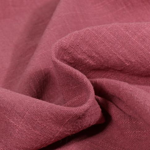Tissu Coton lavé uni Lie de vin