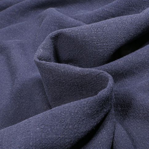 Tissu Lin lavé Viscose uni Bleu denim