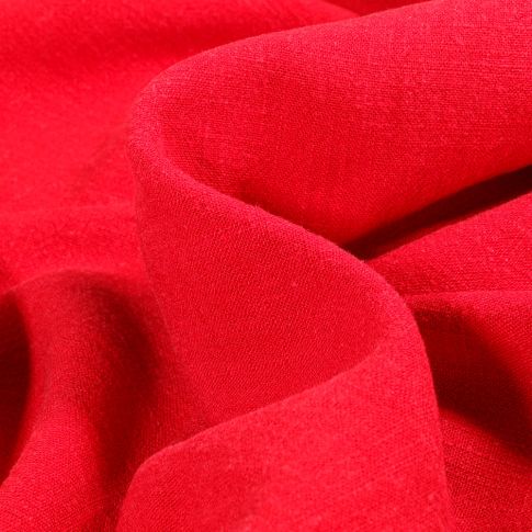 Tissu Lin lavé Viscose uni Rouge