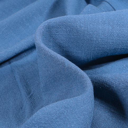 Tissu Lin lavé Viscose uni Bleu jean