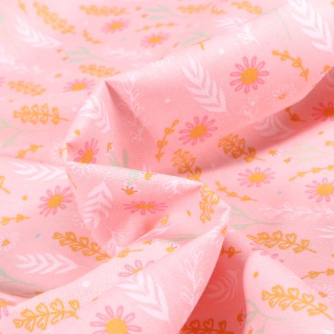 Tissu Coton imprimé Capucine sur fond Rose