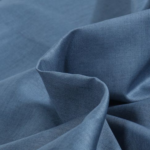 Tissu Voile de Coton uni Bio Bleu denim