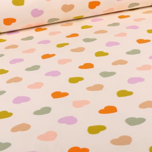 Tissu Sweat envers minky Coeus multicolores sur fond Beige