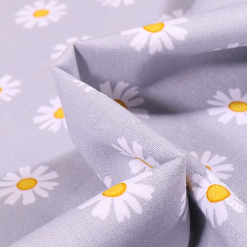 Tissu Coton imprimé LittleBird Pâquerettes sur fond Gris