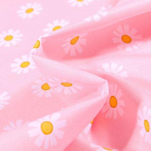 Tissu Coton imprimé LittleBird Pâquerettes sur fond Rose