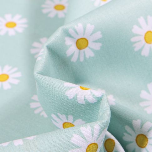 Tissu Coton imprimé LittleBird Pâquerettes sur fond Vert menthe