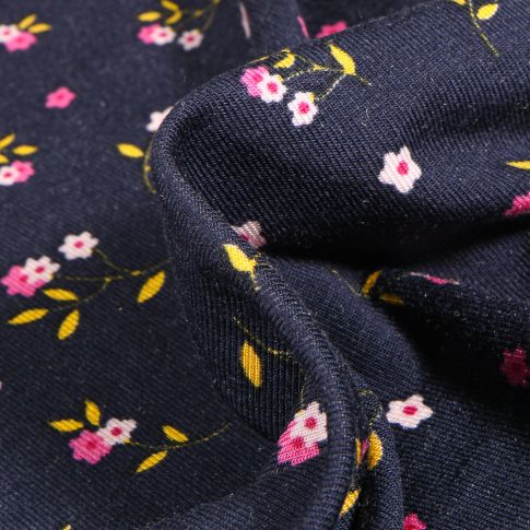 Tissu Jersey Modal Lilly sur fond Bleu marine