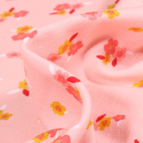 Tissu Jersey Coton Lili sur fond Rose