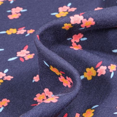 Tissu Jersey Coton Lili sur fond Bleu