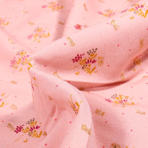 Tissu Viscose lurex Rosie sur fond Rose