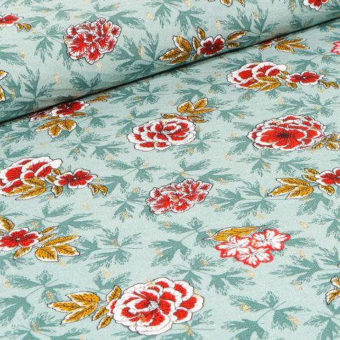 Tissu Viscose lurex Ying sur fond Bleu clair